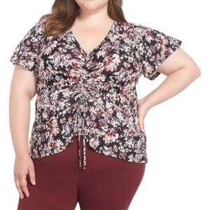 Floral Ruched Women's Blouse Size 22/24